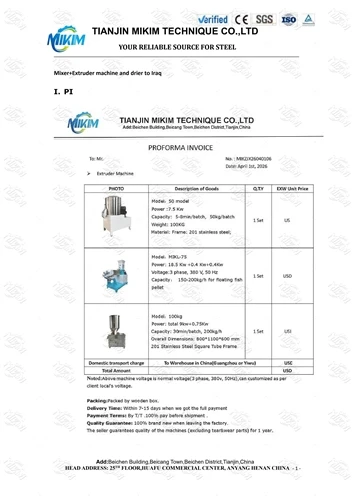 Iraq Case Study: 150–200 Kg/h Dry Type Single Screw Fish Feed Extruder Machine